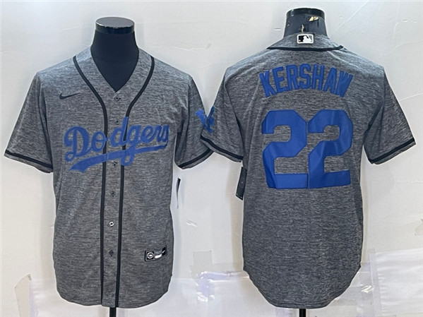 Men's Los Angeles Dodgers #22 Clayton Kershaw Gray Cool Base Stitched Jersey